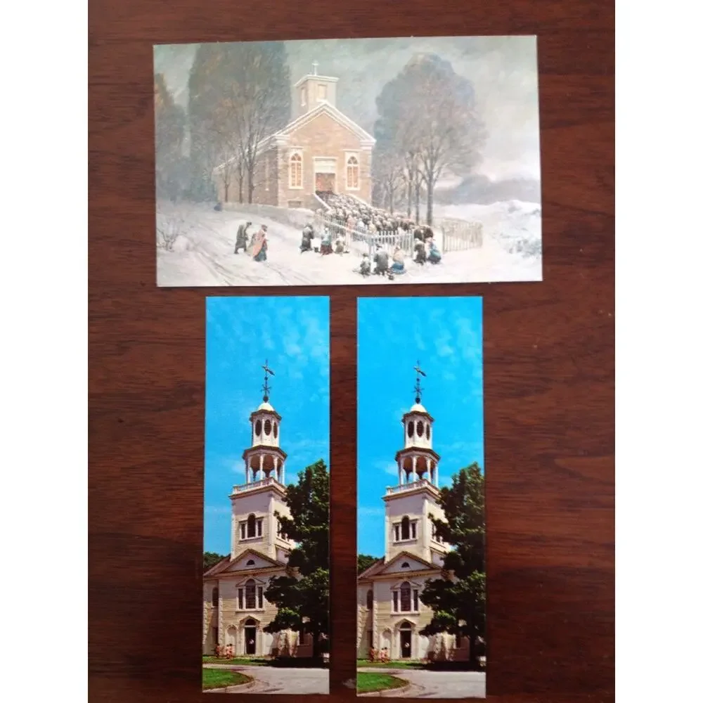 Vtg Bennington Vermont Old First St Francis de Sales Church Postcard Bookmarks